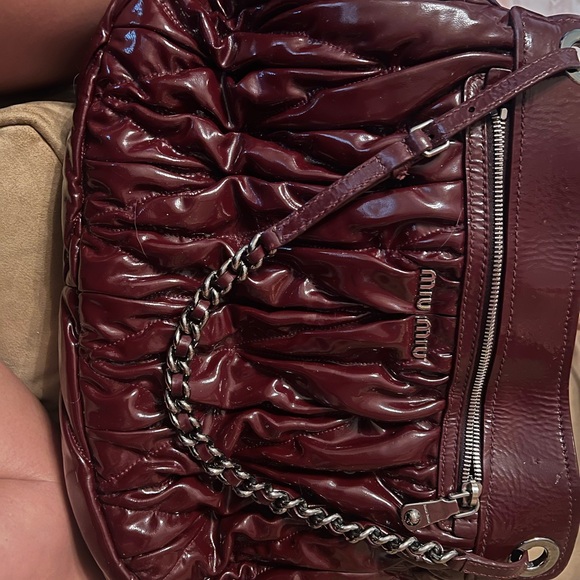 MIU MIU Gray Matelassé Ruffled Puff Leather - Picture 5 of 16